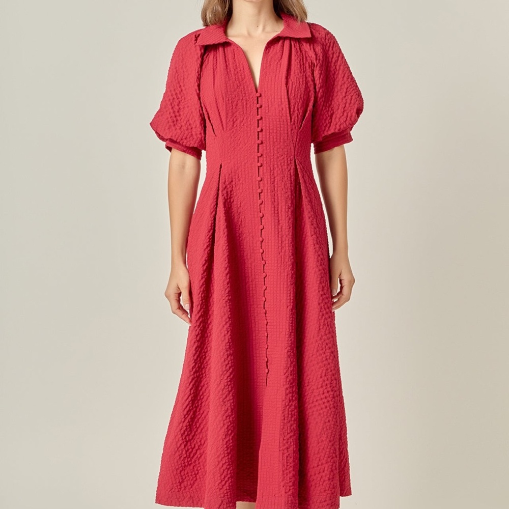 English Factory Textured Red Maxi Dress small
